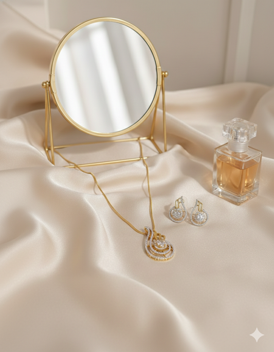 AD Gold Plated Golden Swirl Elegance Pendant Set