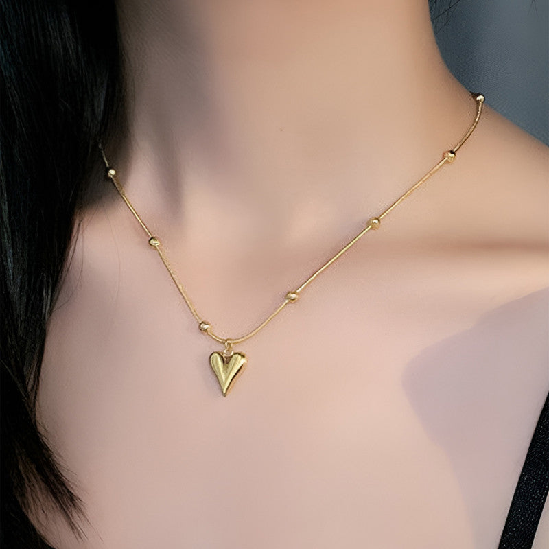Gold Plated Anti Tarnish Stainless Steel Heart Pendant Set