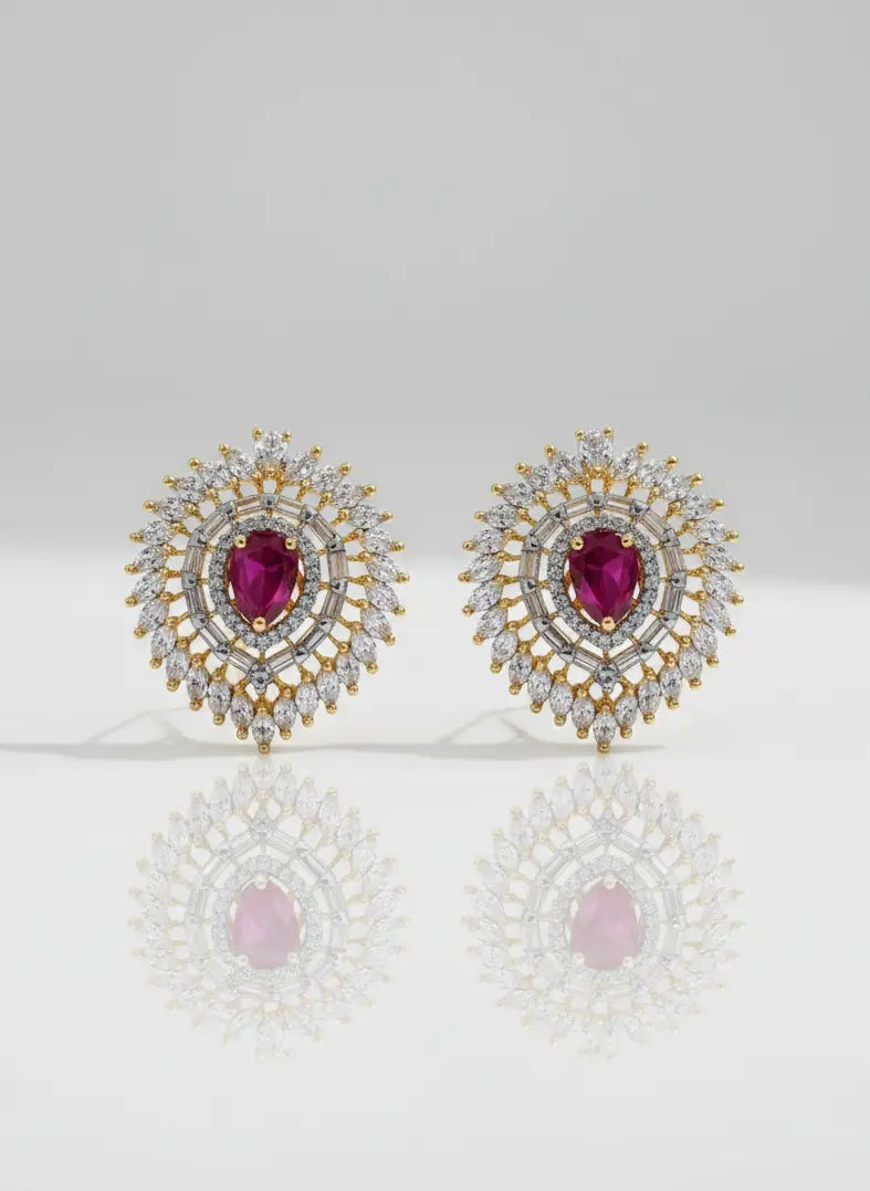 Ruby Cascade Zirconia Teardrop Earrings Coruscate Jewels