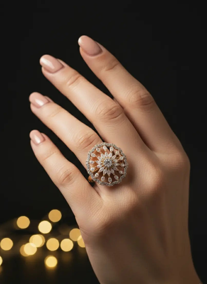 Bloom American Diamond Ring Coruscate Jewels
