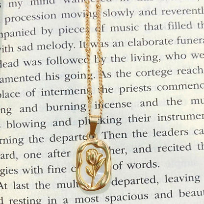 Gold Plated White Rose Anti Tarnish Pendant Set