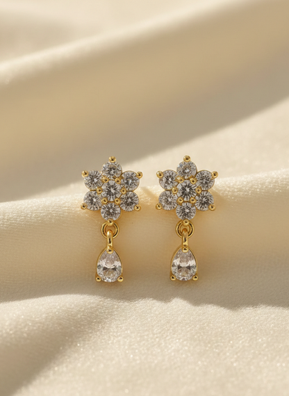 AD Gold Plated Star Teardrop Earrings