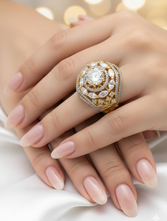 Coruscate Jewels - Adjustable Clear Stone Ring with CZ Diamonds