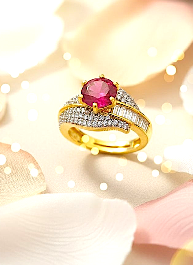 Elegant Ruby Zirconia Ring