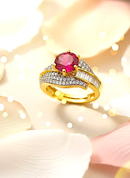 Elegant Ruby Zirconia Ring